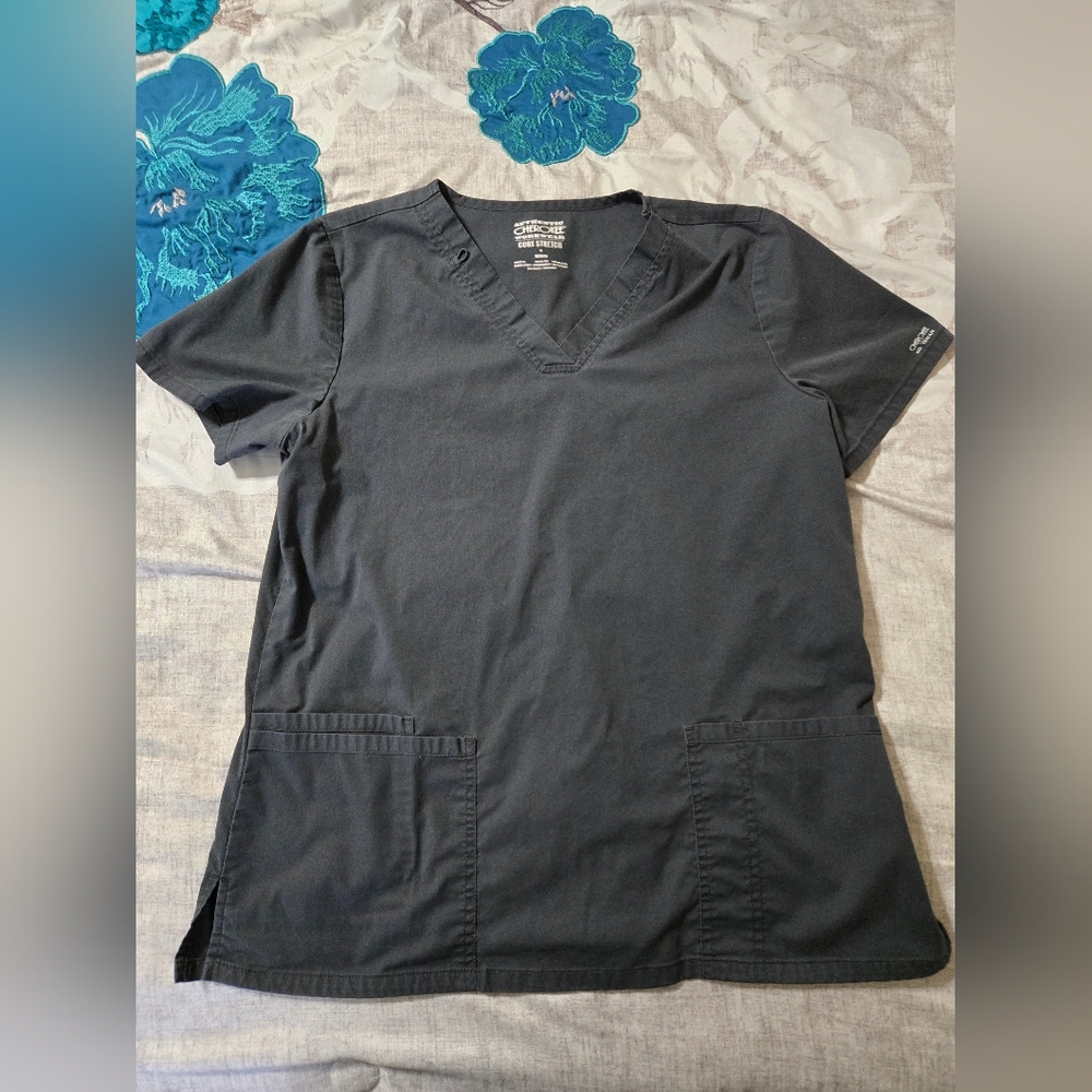 Cherokee Core Stretch Grey Scrub Top